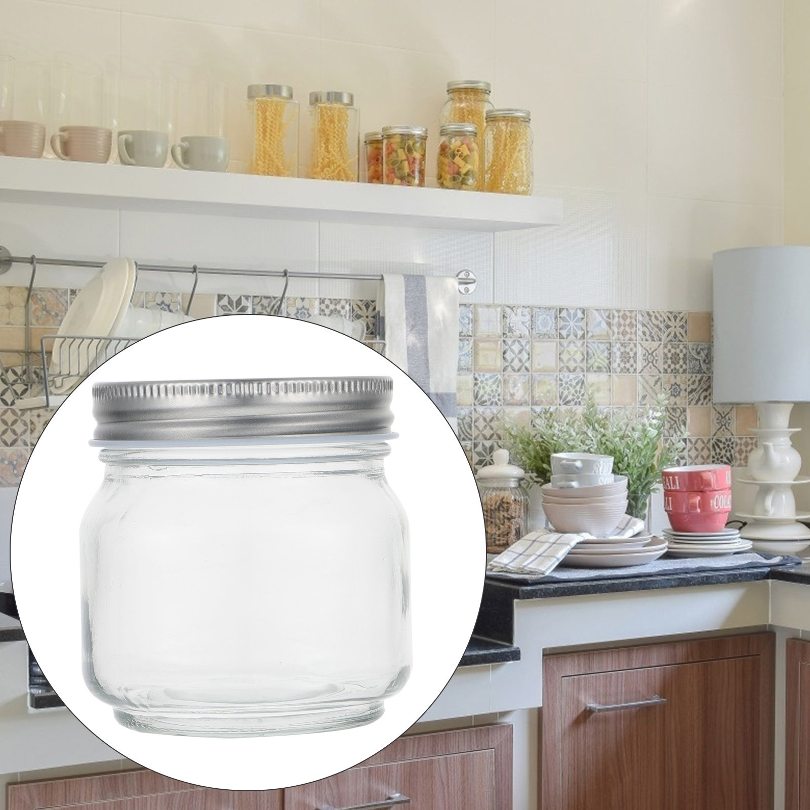 Food Storage Set Glass - 6Pcs Mason Glass Jar Set Thick