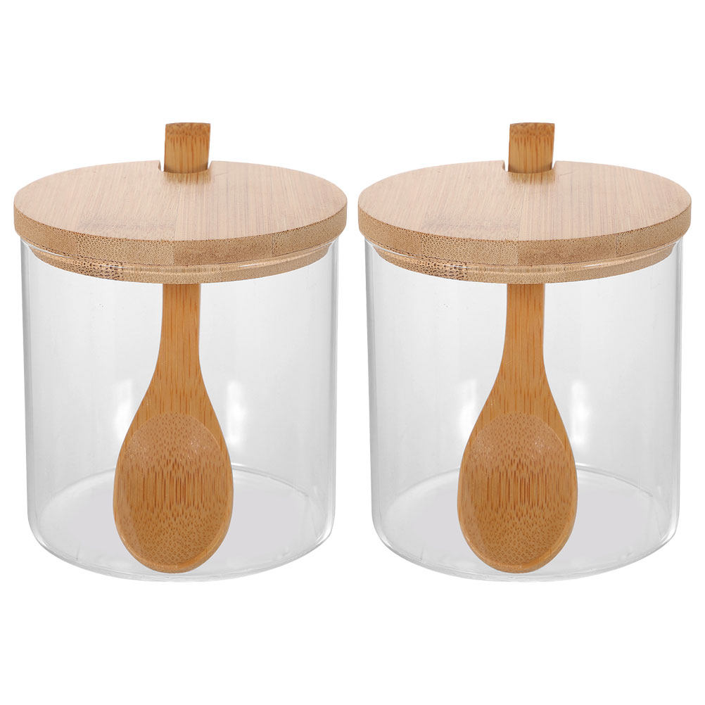 Food Storage Glass - 2Sets Clear Glass Seasoning Containers with