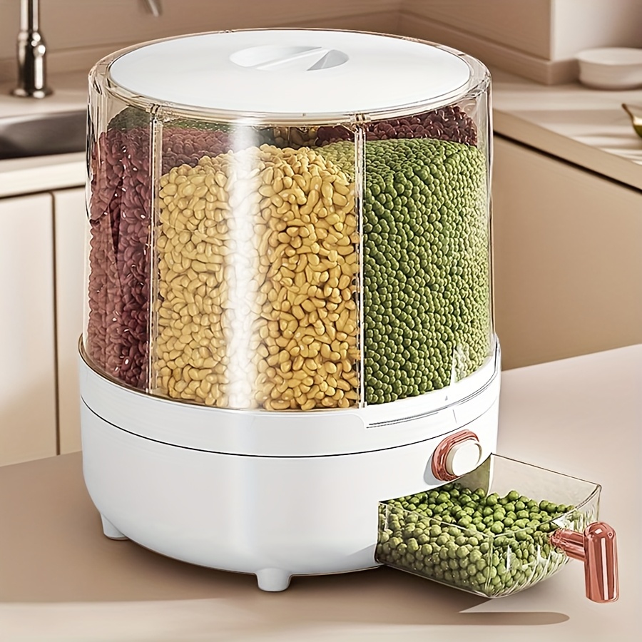 Food Storage Pantry - 6‑Compartment 360° Rotating Airtight Food Storage