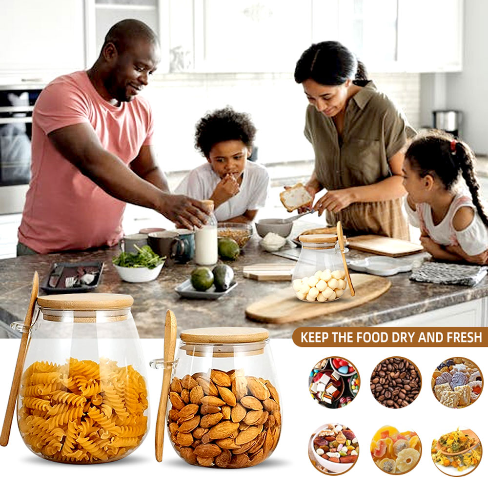 34oz sealed glass jar with spo - Food Storage Set Glass recension och pris