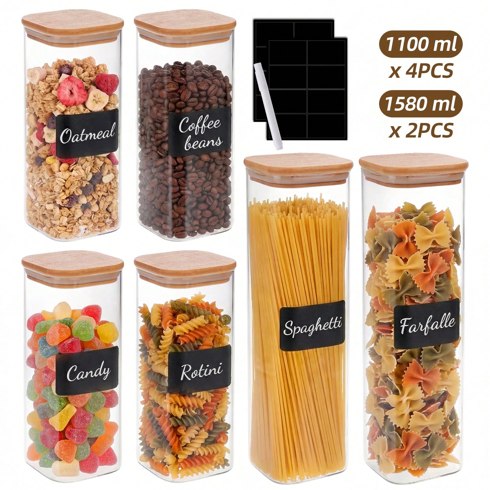 6/12pcs Glass Food Storage Con - Food Storage Pantry recension och pris