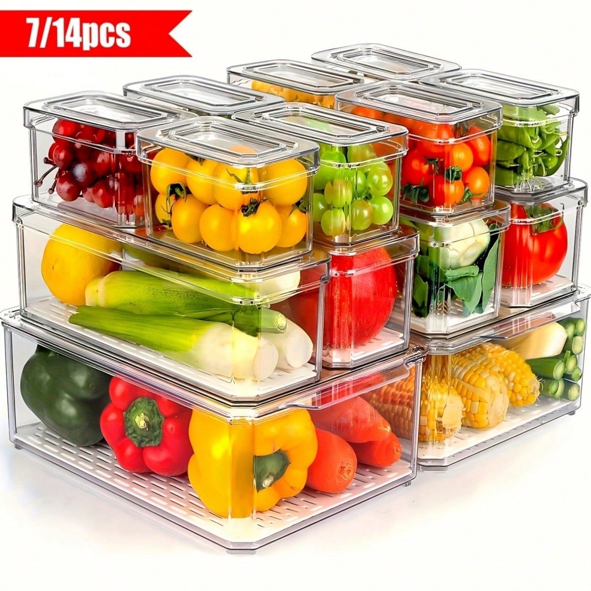 7/14 Pack Stackable Fridge Org - Food Storage For Refrigerator recension och pris
