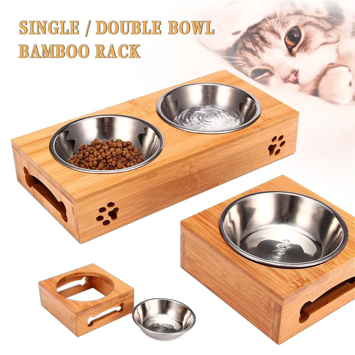 Pet Cat Bowl Bear Bamboo Plate - Food Storage Food Safety recension och pris