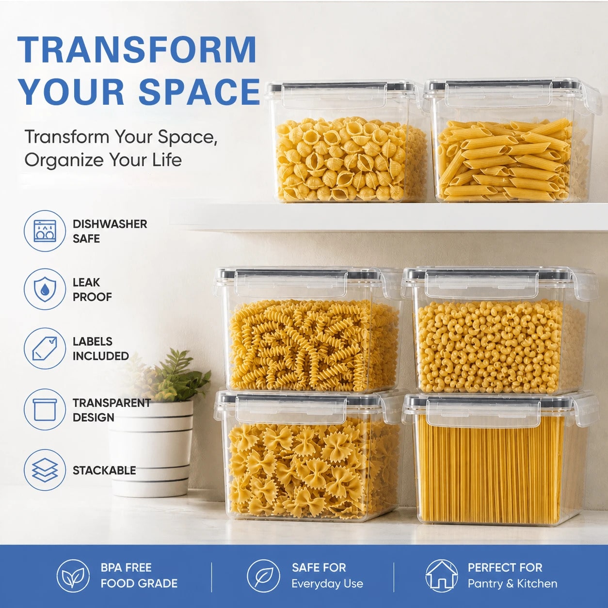 Large Airtight Food Storage Co - Food Storage Large Plastic Containers recension och pris