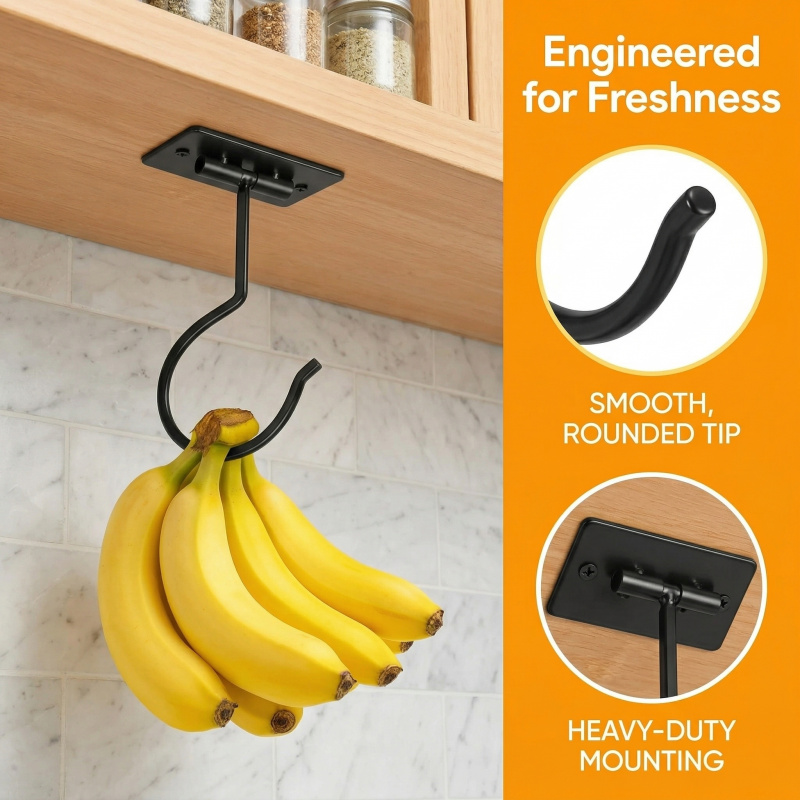 Black Metal Self-Adhesive Bana - Food Storage And Organizer recension och pris
