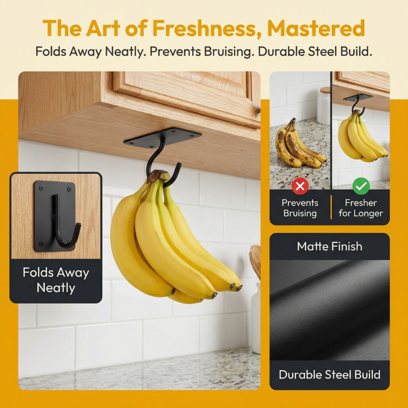 Black Metal Self-Adhesive Bana - Food Storage And Organizer recension och pris