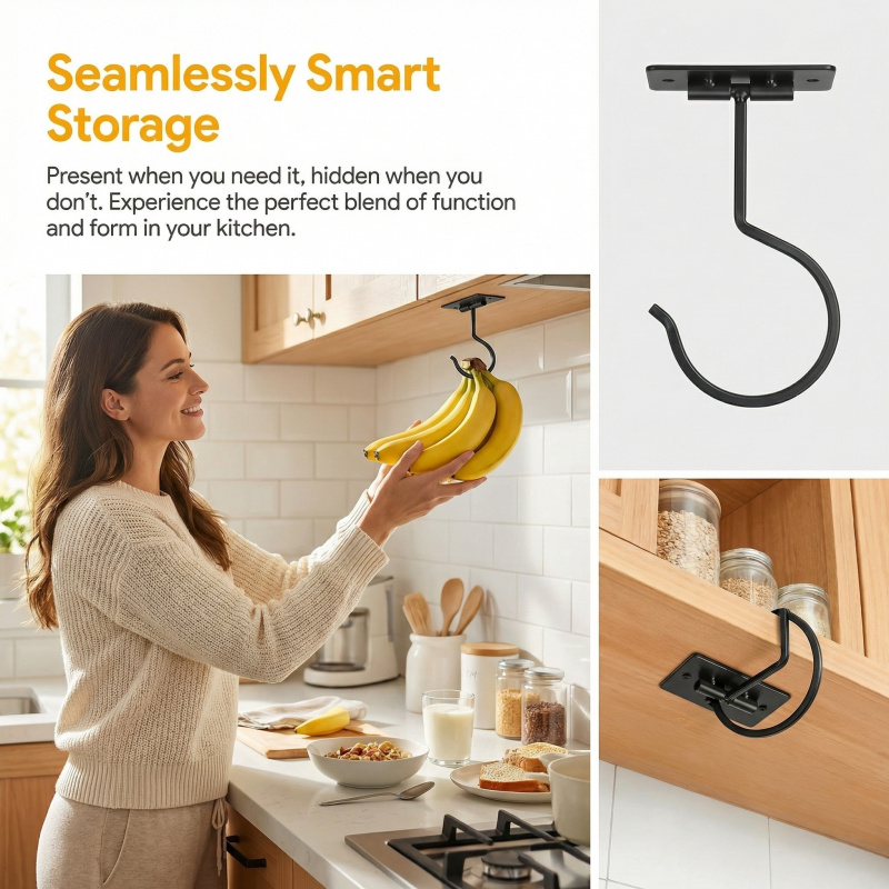 Black Metal Self-Adhesive Bana - Food Storage And Organizer recension och pris